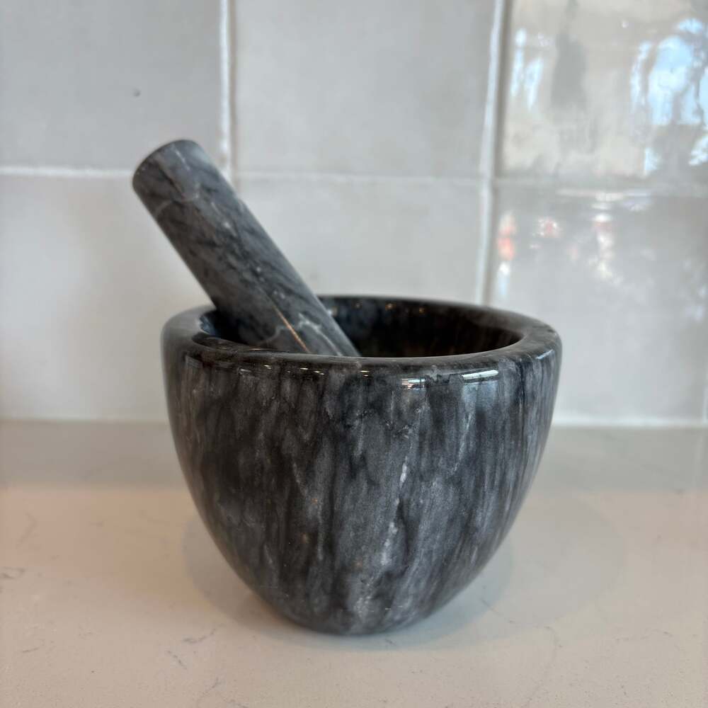 Vintage Black Marble Mortar & Pestle